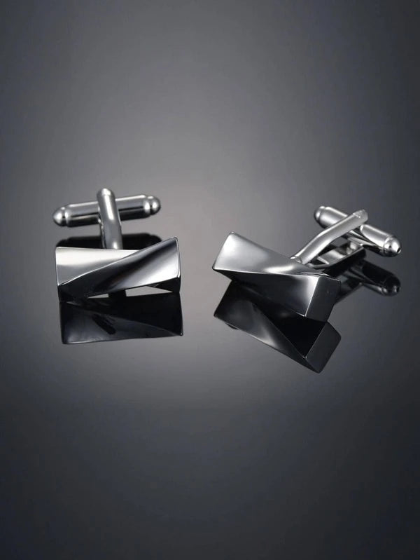 1Pair Men Twist Geometric Decor Cufflinks For Daily Decoration For A Stylish Look