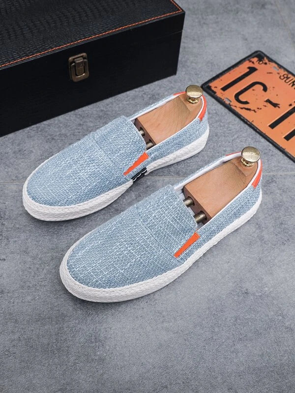 Vacation Espadrille Loafers For Men, Two Tone Canvas Loafers