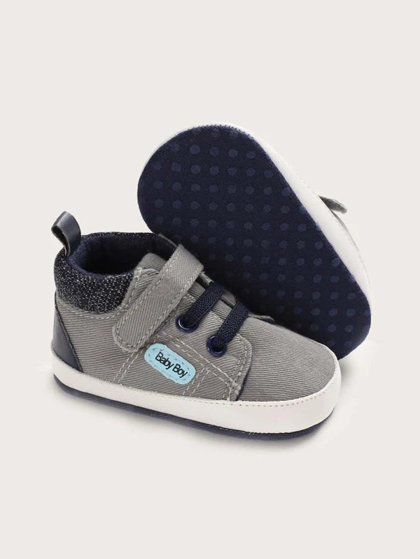 Baby Boy Letter Patch Hook-and-loop Fastener Strap Sneakers