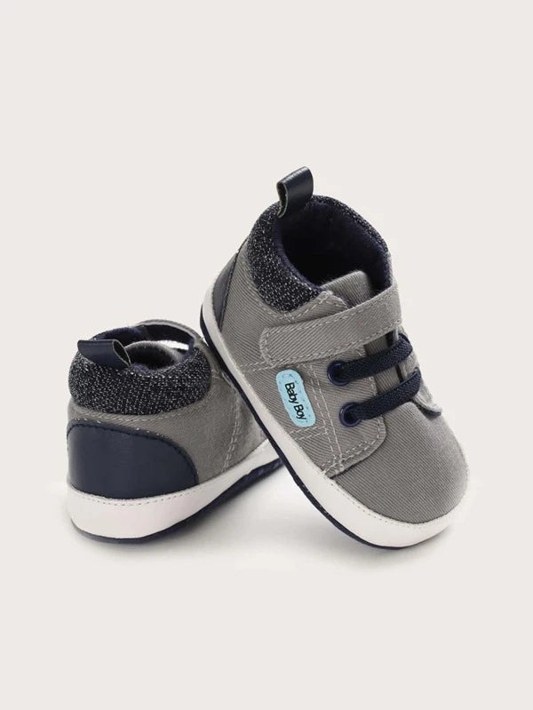 Baby Boy Letter Patch Hook-and-loop Fastener Strap Sneakers