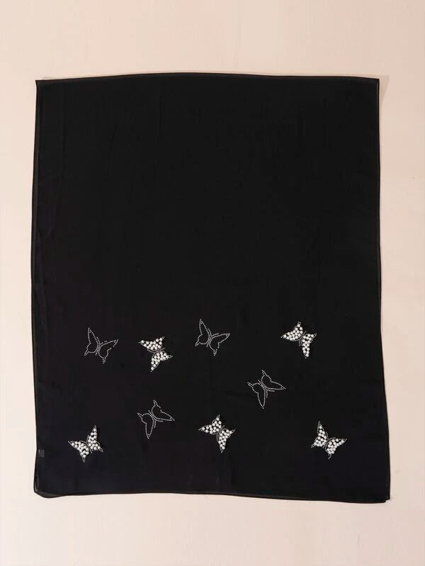 Rhinestone Butterfly Decor Scarf