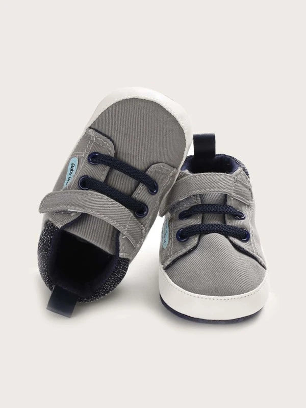 Baby Boy Letter Patch Hook-and-loop Fastener Strap Sneakers