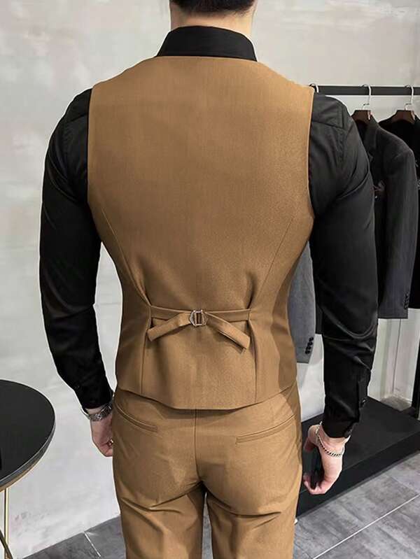 Men Double Breasted Waistcoat & Suit Pants Without Shirt