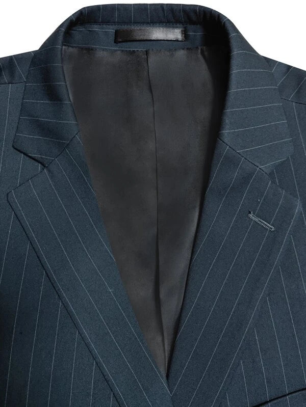 Men Single Breasted Striped Blazer & Pants