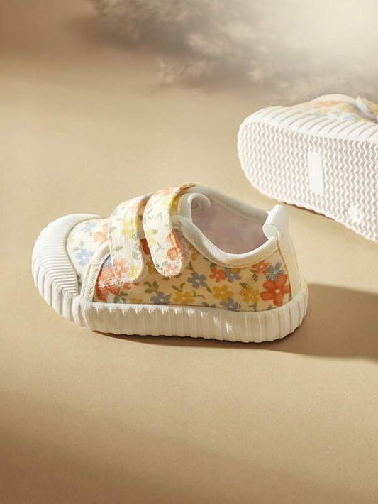 Cozy Cub Baby Girls Floral Pattern Hook-and-loop Fastener Sporty Canvas Shoes For Outdoor