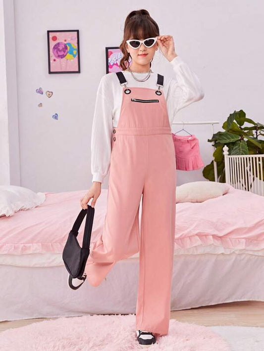 SHEIN Teen Girl 1pc Zipper Front Overall Jumpsuit