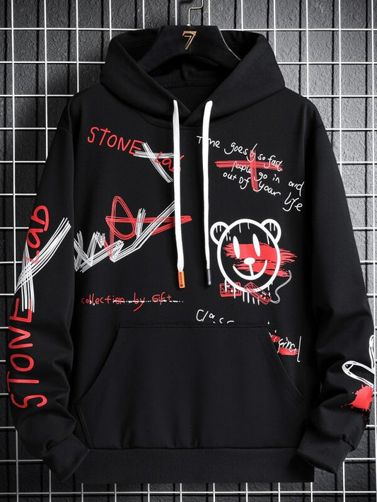 Manfinity EMRG Men Cartoon & Letter Graphic Drawstring Hoodie