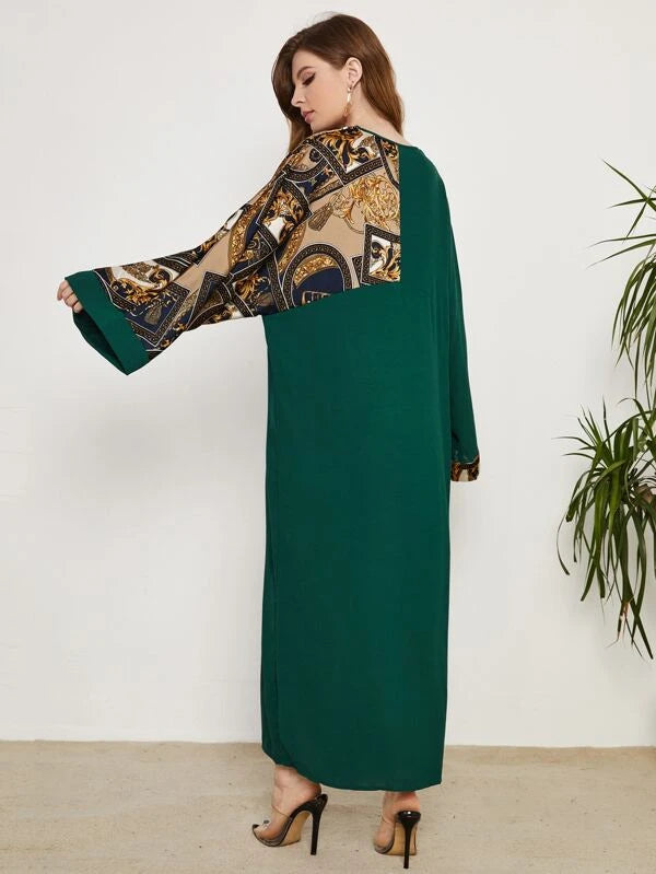 SHEIN Najma Baroque Print V-neck Kaftan