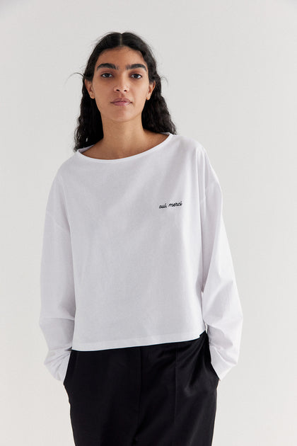 Oversized boat-neck top