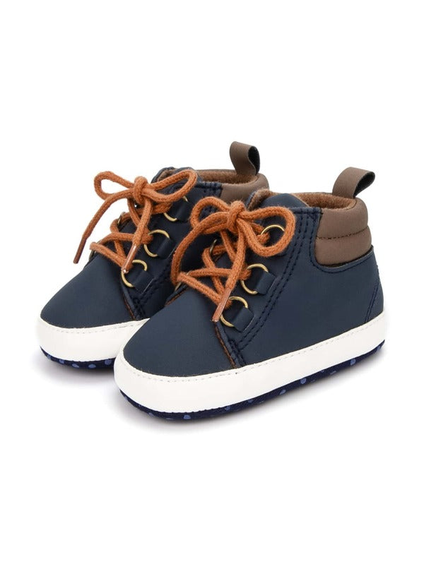 Baby Boy Lace Up Front High Top Sneakers