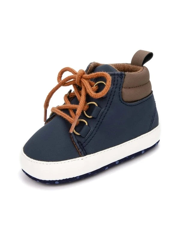 Baby Boy Lace Up Front High Top Sneakers