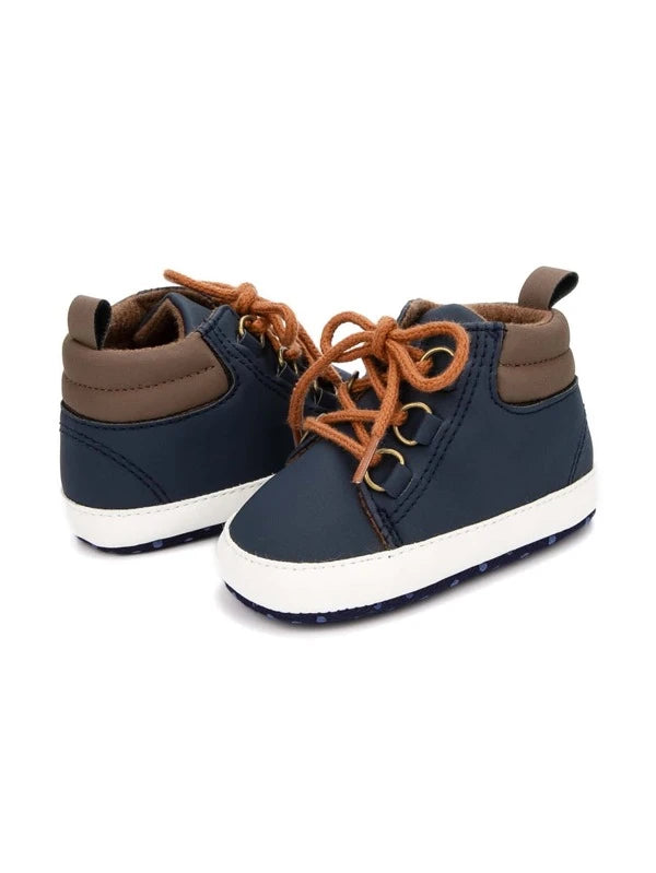 Baby Boy Lace Up Front High Top Sneakers