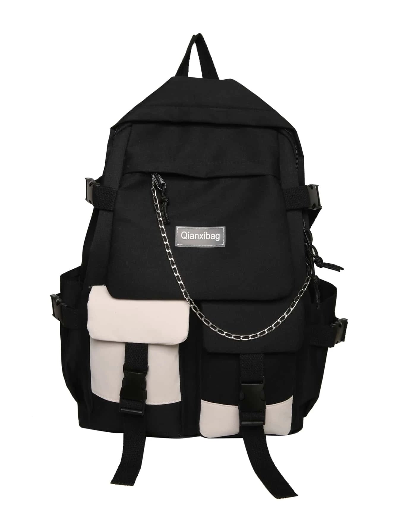 Men Letter Patch & Chain Decor Casual Daypack
