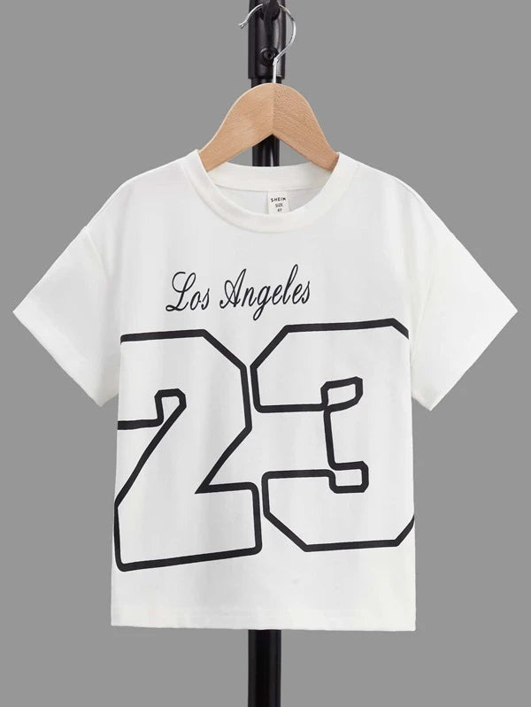 SHEIN Toddler Boys Letter Graphic Drop Shoulder Tee