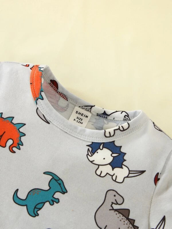 Baby Boy Allover Dinosaur Print Tee & Pants