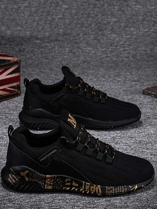 Men Letter Graphic Lace-up Front Running Shoes