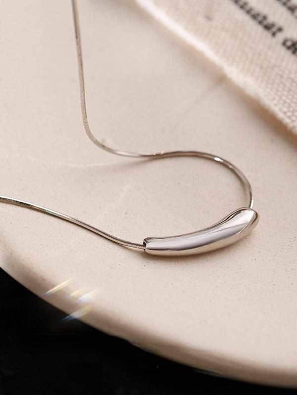1pc Fashionable Horn Decor Silver Necklace For Men Women For Daily Decoration