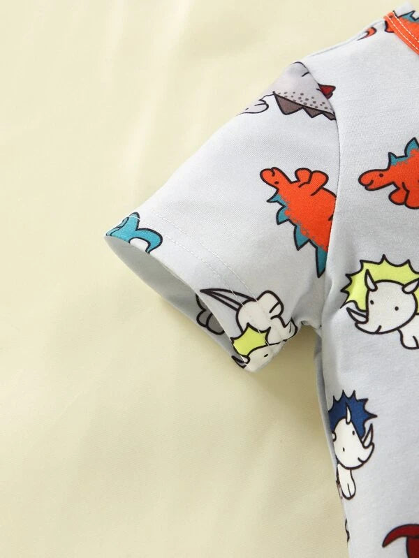 Baby Boy Allover Dinosaur Print Tee & Pants