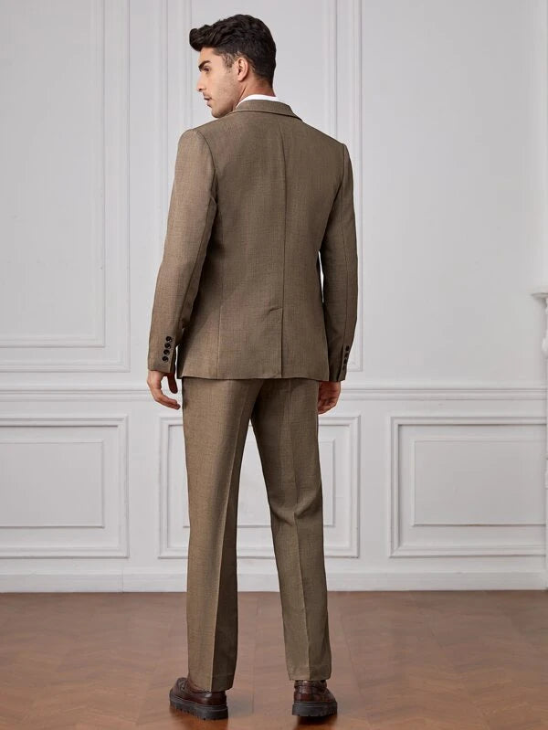 SHEIN Men Button Front Blazer & Vest & Pants Suits