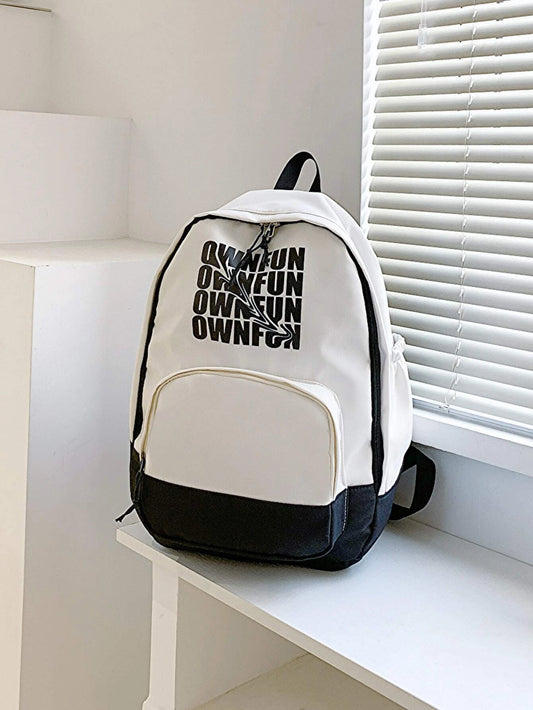 Letter Graphic Laptop Backpack Medium For School