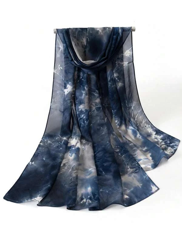 1pc Women Tie Dye Chiffon Fashionable Scarf For Daily Decoration