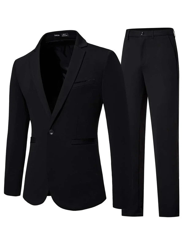 Men Single Button Blazer & Suit Pants Set