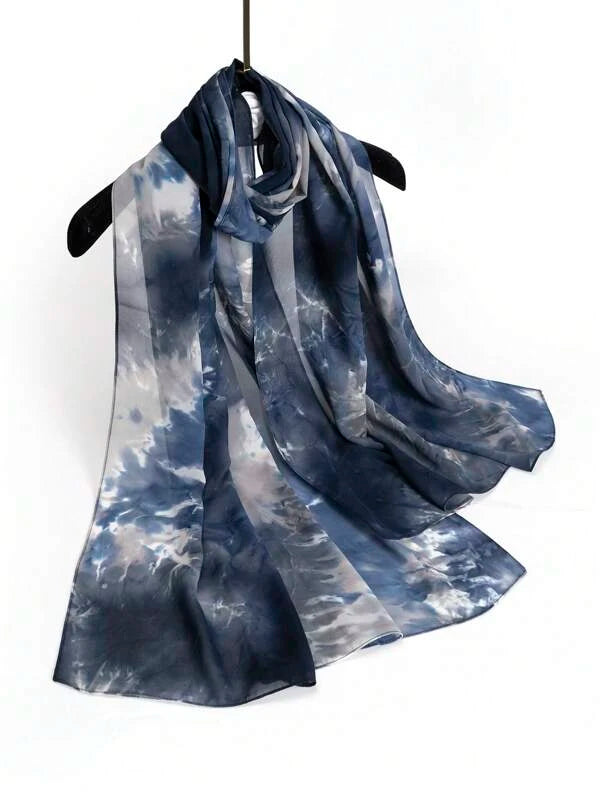 1pc Women Tie Dye Chiffon Fashionable Scarf For Daily Decoration