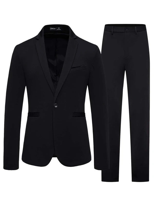 Men Single Button Blazer & Suit Pants Set