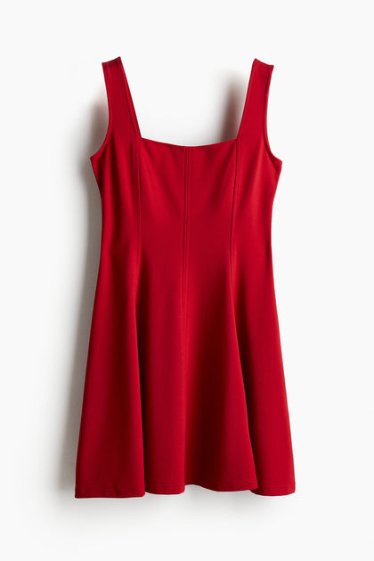 Square-neck jersey dress