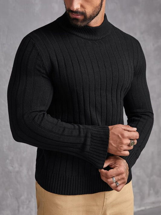 Manfinity Homme Men Turtleneck Ribbed Knit Sweater