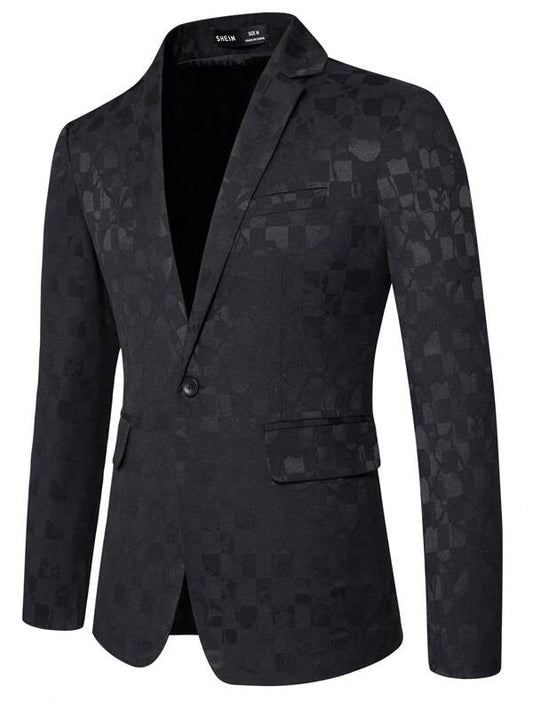 Men Jacquard Single Button Blazer