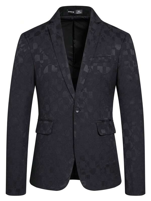 Men Jacquard Single Button Blazer