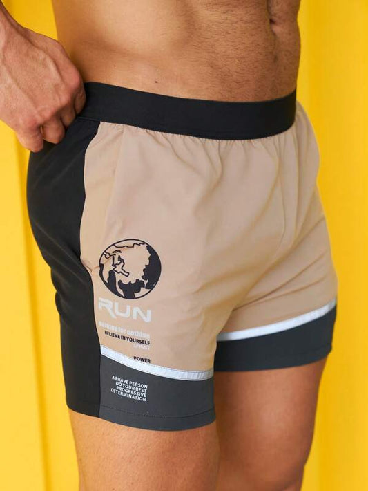 Men Letter Graphic 2 In 1 Sports Shorts