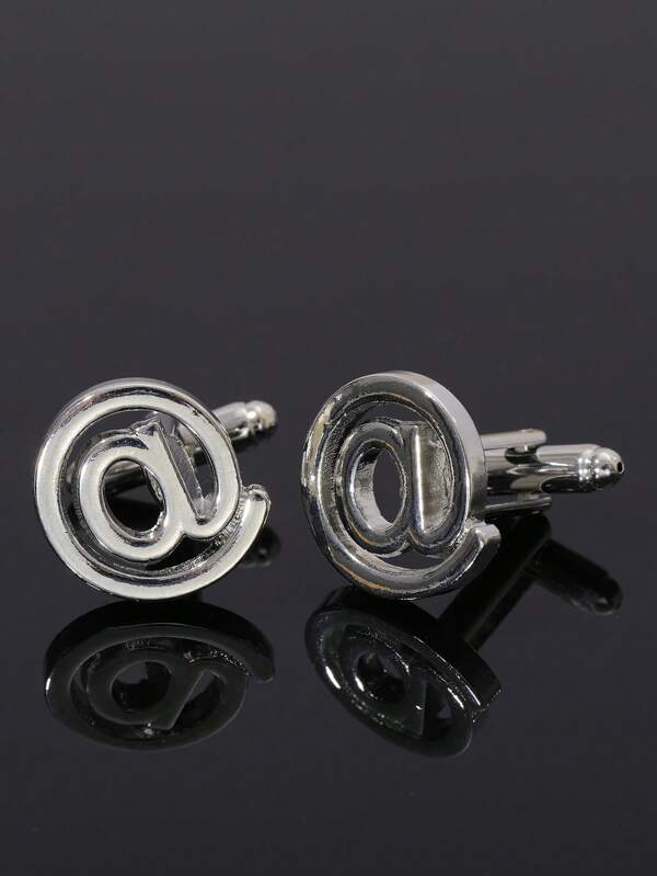 1Pair Men Letter Decor Cufflinks For Daily Decoration For A Stylish Look