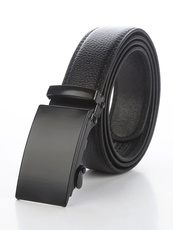 Men Black Stitch Detail Automatic Buckle Belt