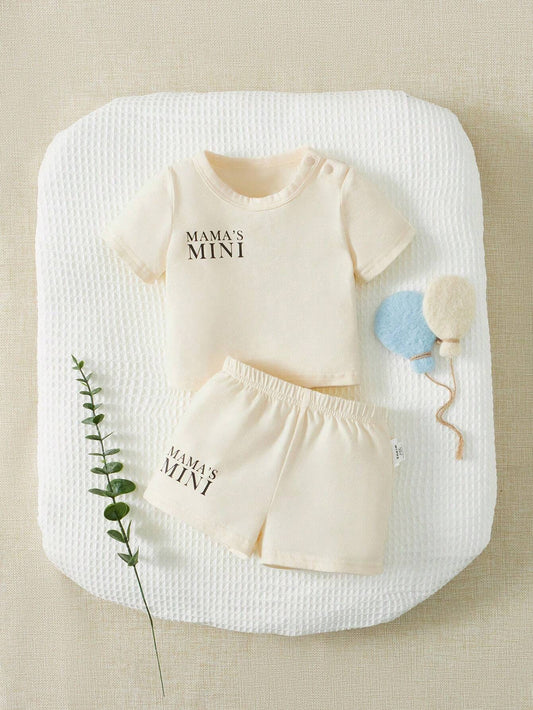 Newborn Baby Letter Graphic Tee & Shorts