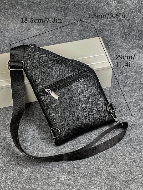 Minimalist Sling Bag Black For Men Chest Bag, Gift For Father