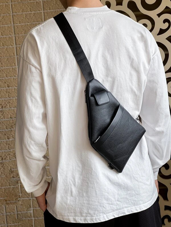 Minimalist Sling Bag Black For Men Chest Bag, Gift For Father