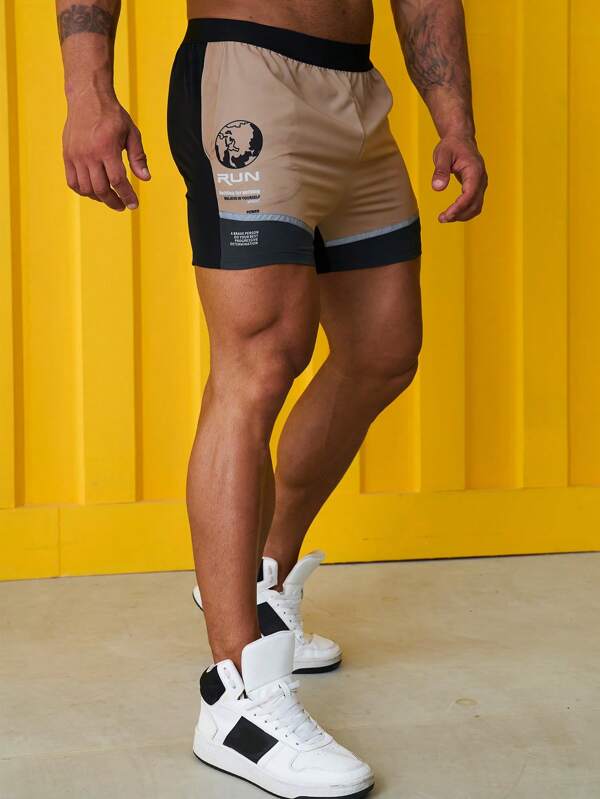 Men Letter Graphic 2 In 1 Sports Shorts