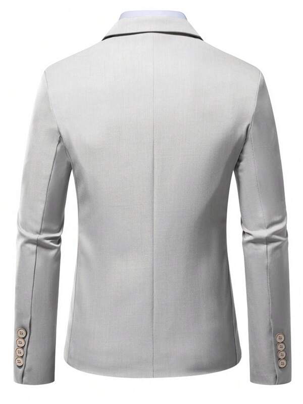 Men 1pc Lapel Collar Single Button Blazer