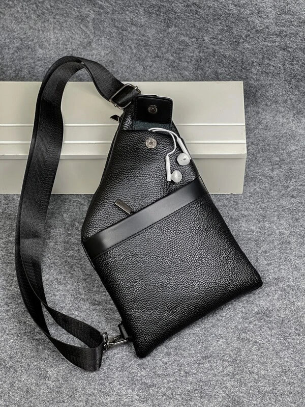 Minimalist Sling Bag Black For Men Chest Bag, Gift For Father