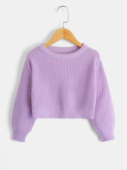 Toddler Girls Ribbed Knit Drop Shoulder Sweater