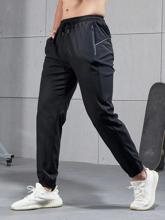 Running Men Solid Zip Pocket Sport Pants