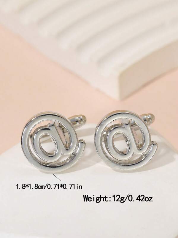 1Pair Men Letter Decor Cufflinks For Daily Decoration For A Stylish Look