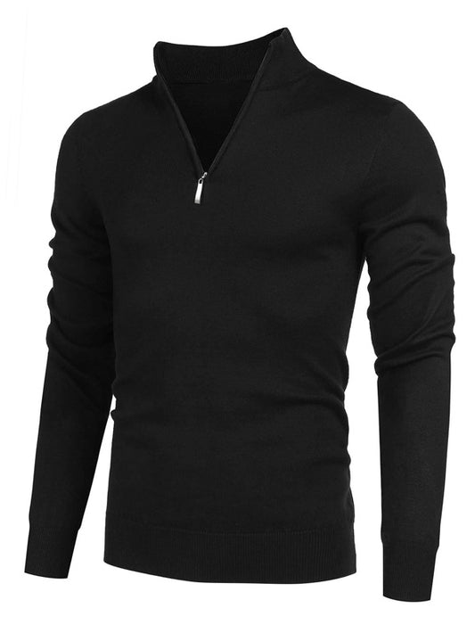 Men Solid Stand Neck Sweater