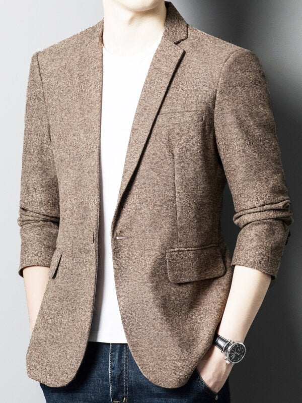 Men Lapel Collar Flap Detail Blazer