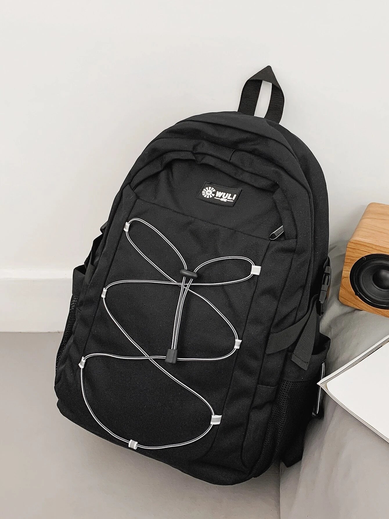 Men Letter Graphic Drawstring Design Laptop Backpack