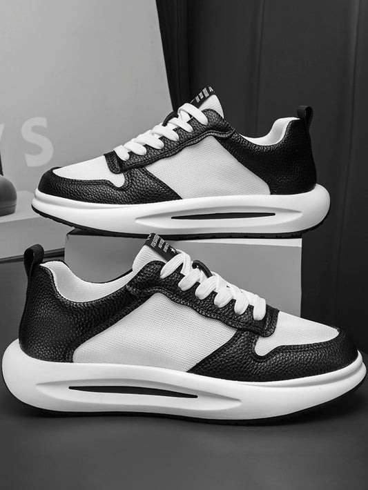 Sporty Sneakers For Men, Two Tone Lace-up Front Running Shoes