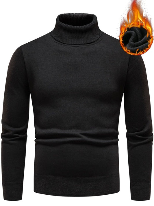 Manfinity Homme Men Solid Turtleneck Thermal Lined Sweater