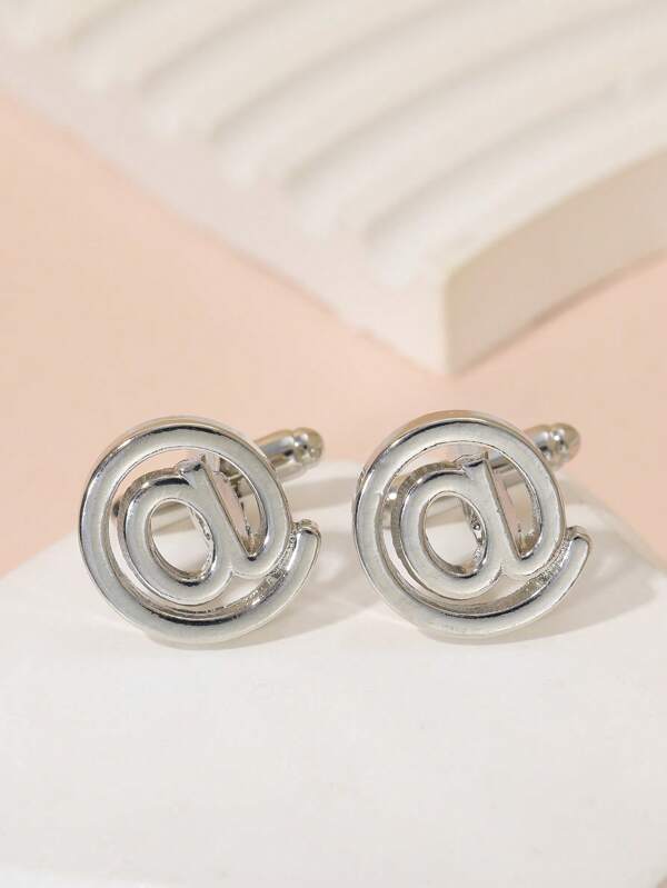 1Pair Men Letter Decor Cufflinks For Daily Decoration For A Stylish Look